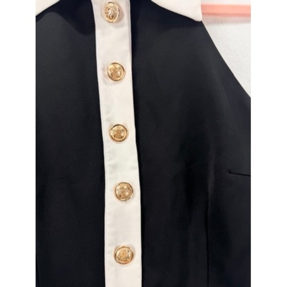 NEW All The Ways Jemma Romper Black White Gold Button Halter S NWOT - Picture 4 of 13